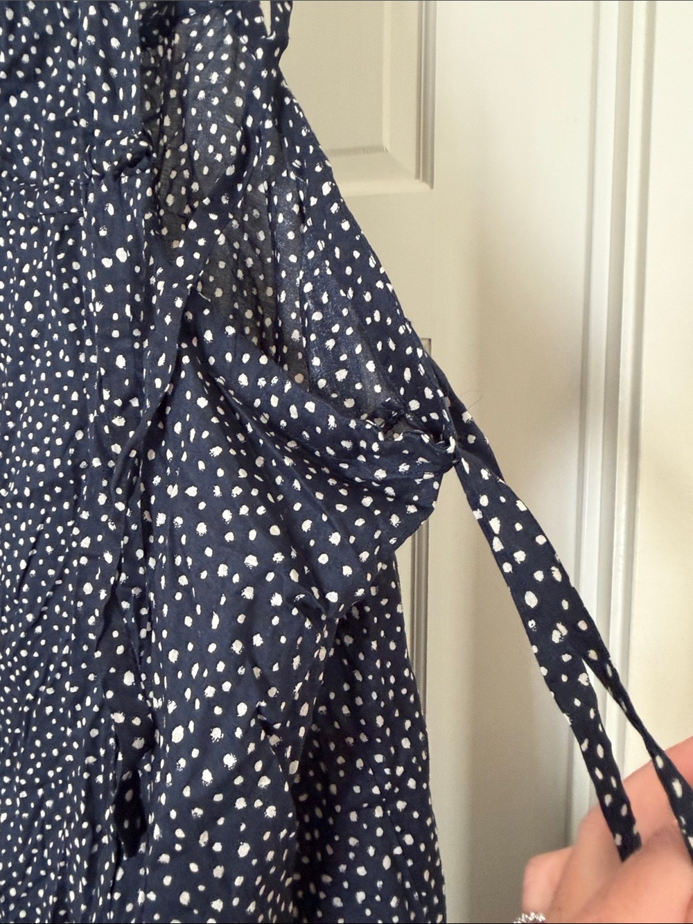 NWT J. Crew Maxi Dress Navy Blue Polka Dot Side-tie Beach Dress - Picture 5 of 8
